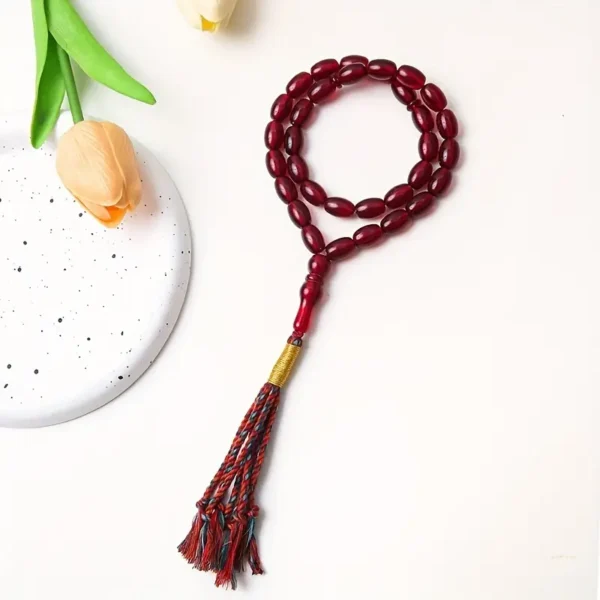 Maroon Colur Islamic Prayer Tasbih - 33 Beads Misbaha Prayer Beads Tasbih